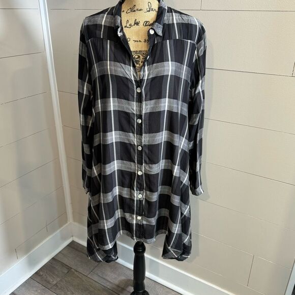 TULIP Alexandria Tunic Shirt Plaid Button Front Pockets Cotton - Medium - Picture 1 of 11